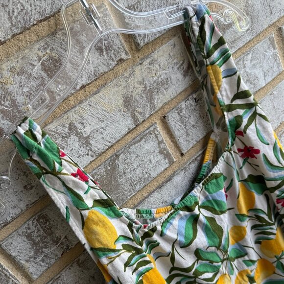 AVA & VIV Sleeveless Linen Blend Back Button Lemon/Floral Print Tank Top Size 3X - Picture 6 of 7